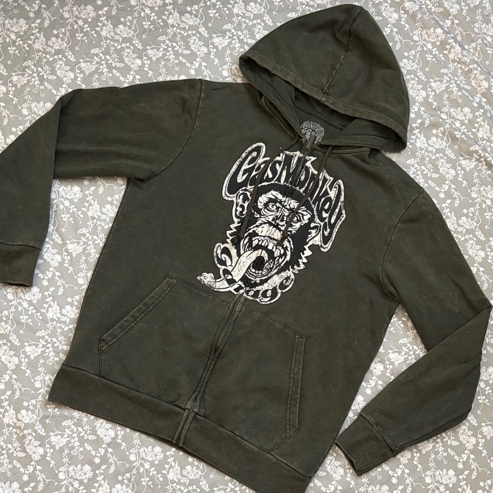 Gas Monkey Dark Green Zip-Up Hoodie
